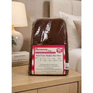 BROWN RUFFLED BED SKIRT KING SIZE 28” DROP COTTON/POLY BLEND NWT